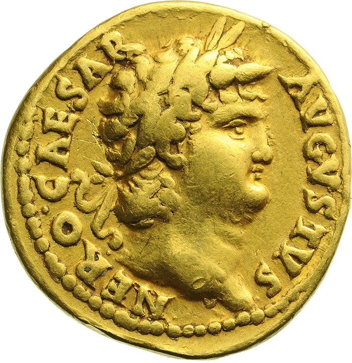 The gold coin of emperor Nero